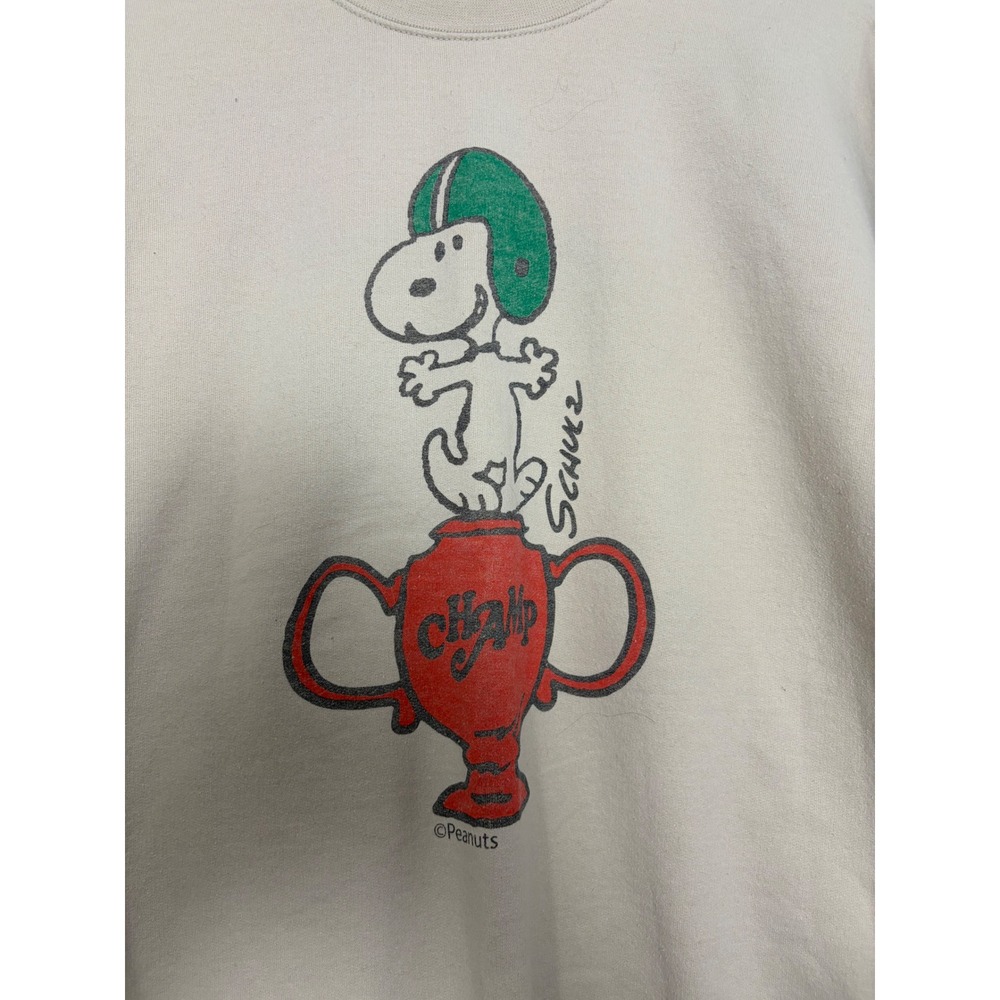 Junk Food Snoopy Peanuts Champ Sweatshirt Tan XL Football Trophy Pullover - Picture 2 of 4